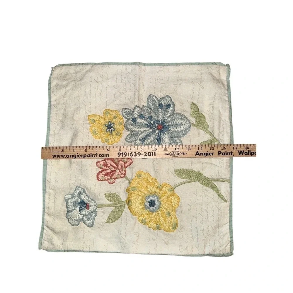 Pier 1 Decorative Pillow Covers 18x18 Floral Embroidered mustard velvet set of 2